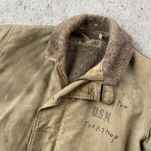 Vintage WW2 US Navy N-1 Deck Jacket Medium 38, Stencil N1